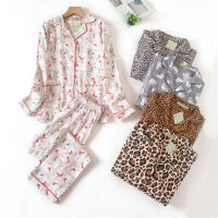 Pure Cotton Pajamas Set Women Pyjama Cartoon Bunny Print Female Winter Sleepwear Warm y Homewear Long Shirt Pants 2 PieceSet