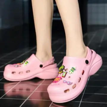 pink high crocs