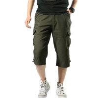 Man Shorts Multi Pocket Summer Loose Zipper Breeches Khaki Grey Plus Size Short Pant Casual Cotton S-5XL Long Mens Cargo Shorts