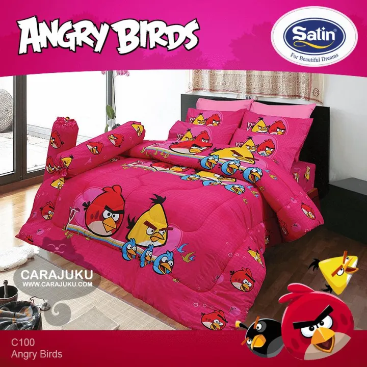 satin-ชุดผ้าปูที่นอน-6-ฟุต-ไม่รวมผ้านวม-แองกี้เบิร์ด-angry-birds-ชุด-5-ชิ้น-เลือกสินค้าที่ตัวเลือก-ซาติน-ผ้าปู-ผ้าปูที่นอน-ผ้าปูเตียง