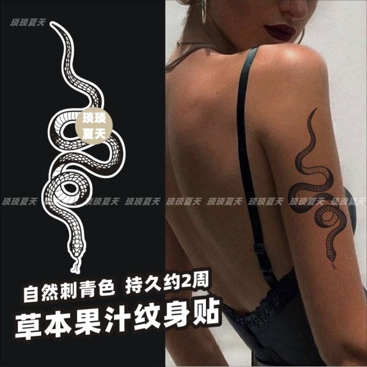 juice-grass-snake-dark-lasting-cool-collarbone-flower-arm-ins-herbal-lasting-juice-tattoo-stickers-dark