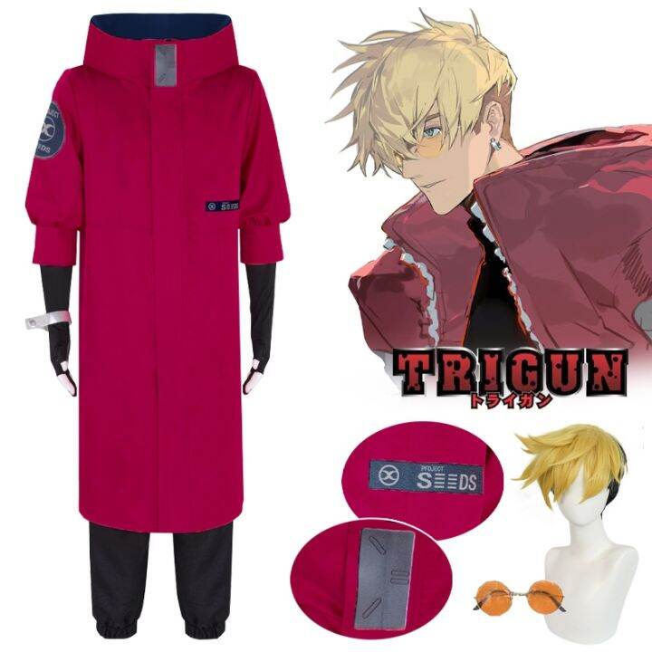 aeozad-the-stampede-trigun-คอสเพลย์-traje-masculino-อะนิเมะ-vash-วิกผม-uniforme-vermelho-roupas-culos-roupas-de-festa-halloween