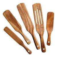 Wooden Spurtles Set (5Pcs) - Teak Wood Set - Heat Resistant Non Stick Wood Cookware for Stirring &amp; Mixing