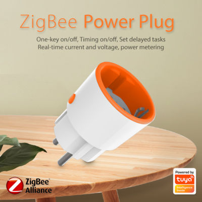 Tuya สมาร์ท Zigbee 3.0ปลั๊กไฟ16A ปลั๊ก EU 3680W เมตรรีโมทคอนโทรลทำงานร่วมกับ Alexa และ Tuya Hub