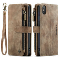 iPhone X / iPhone XS Wallet Case , RUILEAN Durable PU Leather Magnetic Flip Lanyard Strap Wristlet Zipper Card Holder Phone Case for iPhone X / iPhone XS