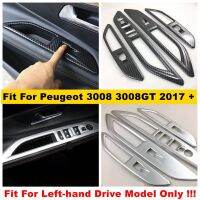 Inner Door Armrest Window Glass Lift Button Control Protection Panel Cover Trim For Peugeot 3008 3008GT 2017 - 2022 Accessories