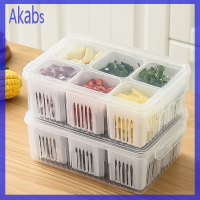 Akabs กล่องที่จัดเก็บในตู้เย็นกล่องเก็บผลไม้ผักอาหาร6ช่อง,ที่จัดระเบียบตู้เย็น Keranjang Tirisan เนื้อหัวหอมขิงกรอบใส