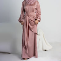 ผู้หญิงมุสลิม abaya ซาตินเสื้อผ้าอิสลามชุดกระโปรง2pcs อาหรับ Robe Elegant Lady vestido Longo Duba ตุรกี Kaftan