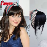 Pageup Synthetic Hair Air Bangs Female Headband Bangs One Natural Forehead Invisible Cover White Hair Bangs Wig Piece For Women