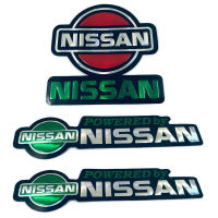 สติ๊กเกอร์ Nissan โลโก้ นิสสัน สีเขียว สติกเกอร์ [3ชิ้น] แต่งรถ ติดรถ รถยนต์ รถกระบะ 3D ตัวนูน ติดกระจก ท้ายรถ JDM Sticker Car Racing March Big M Navara Almera Note Juke