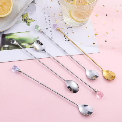 Scented Tea Delicate Crystal A Stirring Spoon Afternoon Tea Ins Spoon Long Handle Stainless Steel