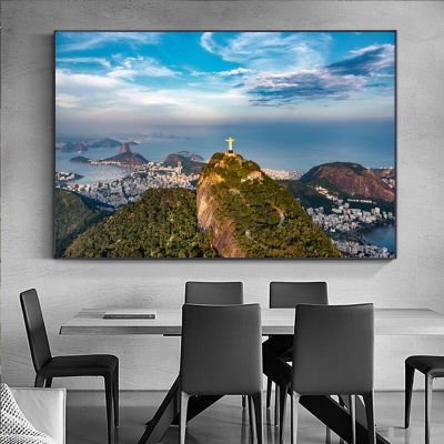 โปสเตอร์ผ้าใบวาดภาพภูมิทัศน์ Rio De Janeiro และภาพพิมพ์ศิลปะผนังสมัยใหม่ภาพสำหรับห้องนั่งเล่นภาพตกแต่งบ้านไร้กรอบเฮหยวนในอนาคต