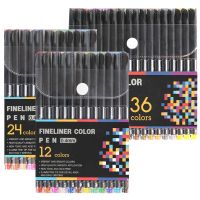 ปากกาไฟน์ไลน์เนอร์36/24/12สีสำหรับศิลปะการทำสีเส้นละเอียดสำหรับปากกาเขียนสเก็ตช์สีสมุดจดบันทึกปากกาเน้นข้อความ
