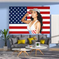 Music Singer Tapestry Nicki Minaj American Usa Flag Printed Wall Hanging Carpets Art Aesthetic Bedroom Or Home For Decoration Tapestries Hangings