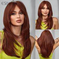 ESIN New-Style Fashion Synthetic Wigs Long Wave Orange Red Brown Wig for Women Daily Party Cosplay Heat Resistant Fiber [ Hot sell ] ea1voy