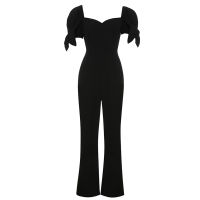 AMIL Y.C 2021ฤดูร้อนใหม่ผู้หญิงสีดำ Jumpsuit เซ็กซี่ V คอสั้นแขนยาว Jumpsuits คนดังปาร์ตี้ Romper Jumpsui