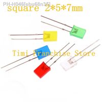 100pcs 2X5X7 Square LED Diode 2x5x7MM Red Light-emitting Lamp Bead White Yellow Red Green Blue Electronic Diy Kit