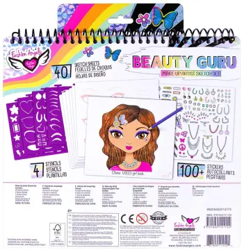 Fashion Angels Fashion Design Sketch Portfolio (11451) Full Size Sketch  Book, Fashion Coloring for Kids,Brown/A & Make-up & Hair Design Sketch  Portfolio