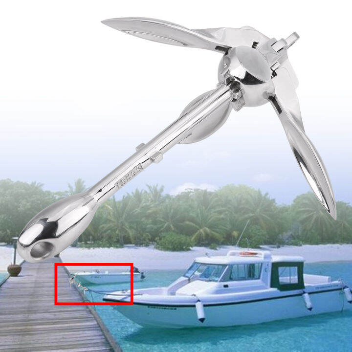 Folding Anchor 1.5KG Stainless Steel Boat Folding Grapnel Anchor ...