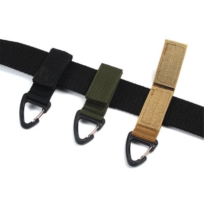 Outdoor Tactical Webbing Buckle Nylon Carabiner Keychain Multi Functional Mountaineering Tactical Keychain MOLLE Belt Key Clasp Adhesives Tape