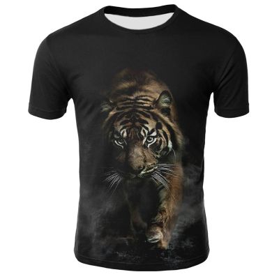 Siberian Tiger Pattern 3D Printing Mens Summer Personality Beast T-shirt Fashion Taste High-Quality Short-sleeved Plus Size Top