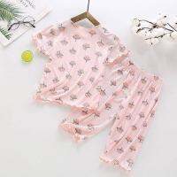 Kids Pyjamas Girl Pajamas Summer Ice Silk Short-Sleeved Air-Conditioning Clothing Two-Piece Suit