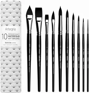 Dainayw Watercolor Brush Set 4 Pcs Professional Paint Brushes for Artists -  Soft Synthetic Squirrel Hair, Short Handles - Rounds, Flat, Dagger Type