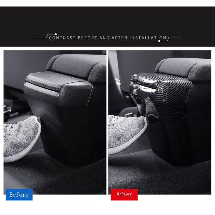 2x-carbon-fiber-car-rear-armrest-box-anti-kick-plate-armrest-panel-trim-cover-for-honda-civic-10th-2016-2019