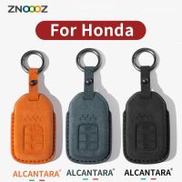 Leather Alcantara Car Remote Key Case Cover For Honda CRV CR-V Fit Civic Accord HR-V HRV City Odyssey XR-V Shell Holder Keychain