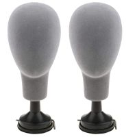 2X Flocking Foam Mannequin Head Model Photography Props Adult Mannequin Head Mold Wigs Glasses Hat Display Holder Gray