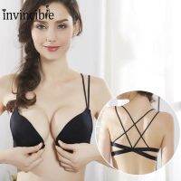 Simple Solid Color Front Fastening Back Cross Push Up Bra/ Spring Summer Thin Breathable Seamless Lingerie