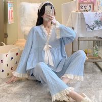 [COD] Womens pajamas spring and autumn new long-sleeved sweet princess style large-size home service suit can be worn outside winter