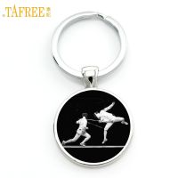 TAFREE Brand 2017 new Fencing sports keychain vintage fencer silhouette art key chain ring for men women club gifts jewelry SP70 Key Chains