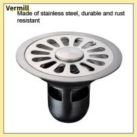 VERMILL ป้องกันการไหลย้อนกลับ ท่อระบายน้ำพื้นห้องอาบน้ำ เหล็กไร้สนิม พร้อมฝาครอบกรอง ที่กรองอ่างล้างจาน มีประโยชน์และดี ป้องกันกลิ่นไม่พึงประสงค์ ท่อระบายน้ำแบบสองชั้น อุปกรณ์เสริมสำหรับเครื่องซักผ้าในห้องน้ำ