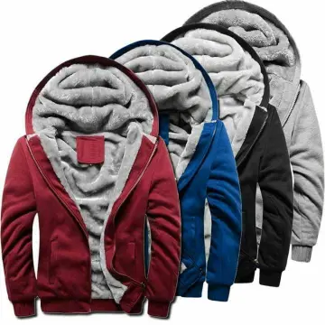 Mens fur lined on sale zip up hoodies