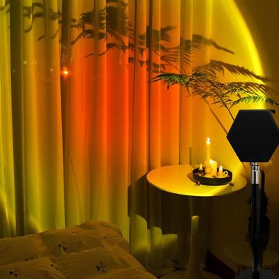 Tiktok USB Dusk Projector Led Night Light 8W สำหรับห้องนอนบาร์ร้านกาแฟโคมไฟตกแต่งผนังโคมไฟแสงวงกลมแบบตั้งพื้น LED Rainbow Sunset Projection