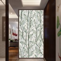 Leaves Pattern No Glue Privacy Window Film Vinyl Static Cling Frosted Stained Glass Decorative Window Sticker Window Film Window Sticker and Films