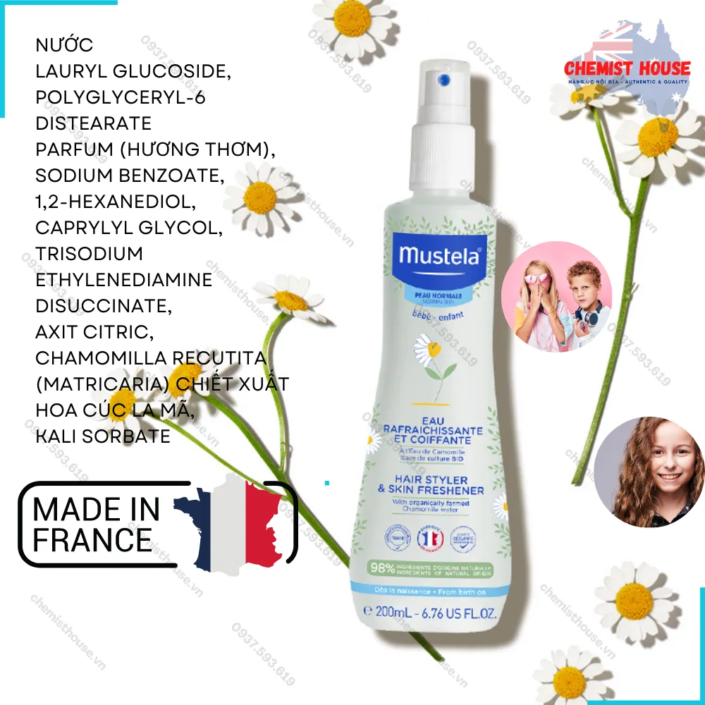 Xịt tóc bé Úc Mustela nguồn gốc tự nhiên Mustela Hair Styler & Skin  Freshener 200ml Spray - nhập chính hãng Úc | Lazada.vn