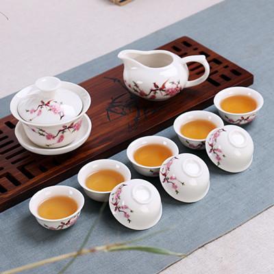 Tea set Include total 10 pcs High quality elegant gaiwan, Beautiful and easy teapot kettle Chinese porcelana tea se