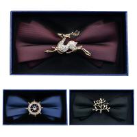 Novelty Mans Bowtie Wedding Formal Dress Bow Ties Solid Colors Elk Rudder Original Metal Two Layer Butterfly Self Bow Tie Boys Clothing