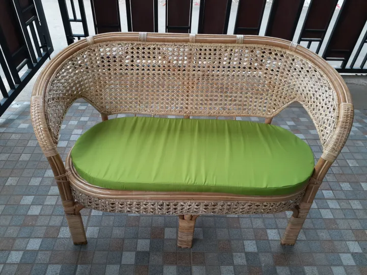 Kursi Teras Panjang Rotan Kursi Pelangi 2 Seat Bahan Rotan Asli Plus