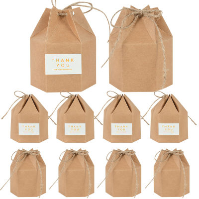 【cw】10Pcs Kraft Paper Hexagon Candy Gifts es Wedding Favor Candy Cookie Bag For Baby Shower Birthday Party Gift Packing Decor