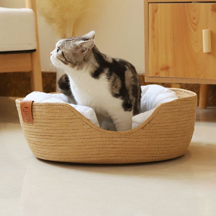 xcutememeow-ตะกร้าแมวนอน-ตระกร้าที่นอนสุดสบาย-บ้านแมว-ที่นอนสัตว์เลี้ยง-ที่นอนแมว-ที่นอนหมา-ที่นอนหมาแมว-ผลิตจากวัสดุธรรมชาติ100