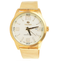 Karnvera Shop Sezen นาฬิกาข้อมือผู้ชาย Analog quartz Stainless Steel - 1423BM005 /Gold