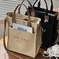 【BA】☄✺๑ Original Design Zipper Tote Commuter Thickened Canvas Bag Casual Art Student Lunch One Shoulder Portable Messenger Bag