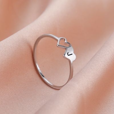 [MM75] COOLTIME เริ่มต้นจดหมายแหวนสำหรับผู้หญิงสาวหัวใจคู่สแตนเลสแหวนนิ้วเครื่องประดับแฟชั่นคู่เพื่อนของขวัญใหม่