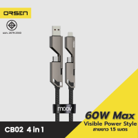 [มีของพร้อมส่ง] Moov CB02 สายชาร์จเร็ว 4 in 1 USB A Type C L Cable 3A สายยาว 1.5 เมตร 30W 60W PD Fast Charge Data Cable หัวแปลง อแดปเตอร์ ตัวแปลง หัวชาร์จ Laptop