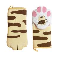 1pc Cute Cat Paws Oven Mitts Cat Claw Baking Oven Gloves Anti-scald Microwave Heat Resistant Insulation Non-slip Cat Paw Gloves Potholders  Mitts   Co