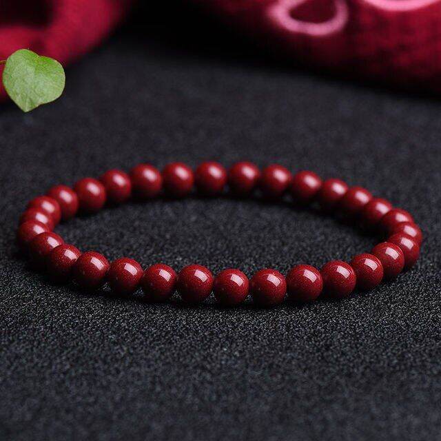 Natural Real Cinnabar Beads Jade Buddha Beads Bless Peace Round Beads ...