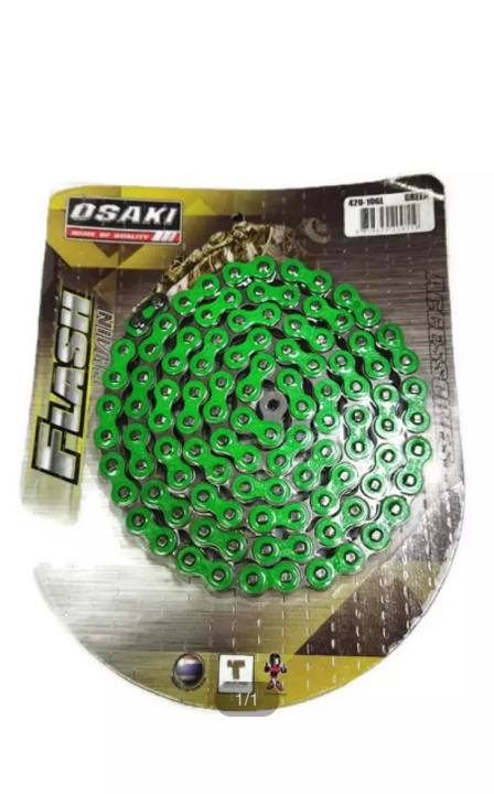 โซ่เลสชุบสี Osaki 420-106L สีเขียวสะท้อนแสง